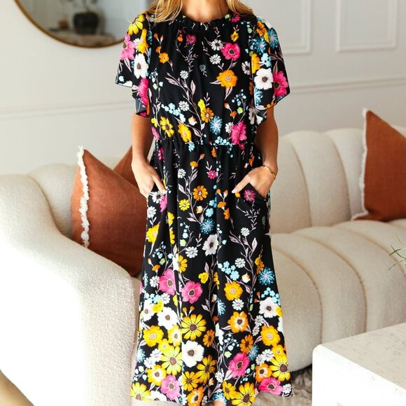 New Midi Floral Print Dress -Size Small - Picture 8 of 10